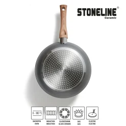 STONELINE CERAMIC Keramik Kochgeschirr-Set 14-teilig | mit Deckeln - Holzoptik