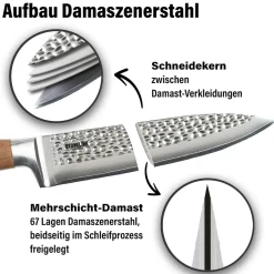 STONELINE Chefmesser 34 cm | 67 Lagen Damastmesser