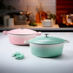 STONELINE Cocotte Bräter Oval 32x25 cm Rosa | mit Deckel