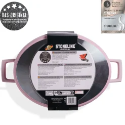 STONELINE Cocotte Bräter Oval 32x25 cm Rosa | mit Deckel