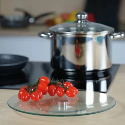 STONELINE Drehbare Glas Servierplatte Tortenplatte 32 cm | Transparent