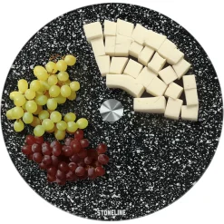 STONELINE Drehbare Glas Servierplatte Tortenplatte 32 cm | Schwarz