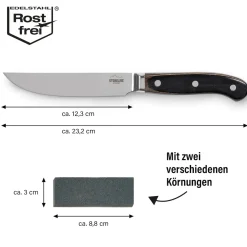 STONELINE Edelstahl Steakmesser Set 4-teilig | Holzgriff