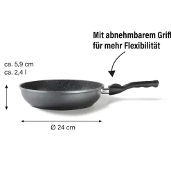 STONELINE Flex Schmorpfanne 24 cm mit abnehmbarem Griff | ohne Deckel