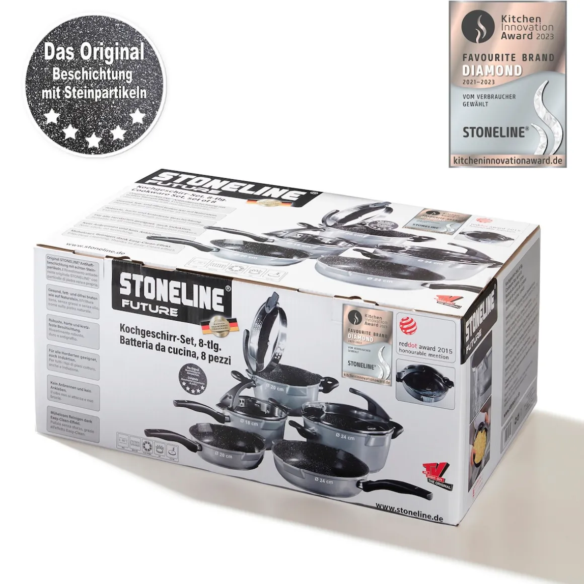 STONELINE FUTURE Kochgeschirr-Set 8-teilig 18/20/24 | mit Deckeln