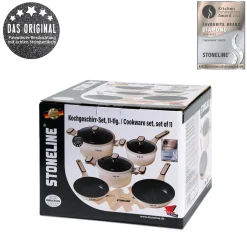 STONELINE Kochgeschirr-Set 11-teilig 18/20/24 Creme | mit Deckeln