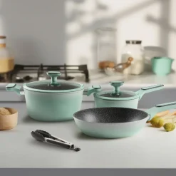STONELINE Kochgeschirr-Set 11-teilig 18/20/24 Mint | mit Deckeln