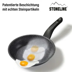 STONELINE Made in Germany Pfannen-Set 6-teilig mit Magnet Griff | ohne Deckel - Schwarz