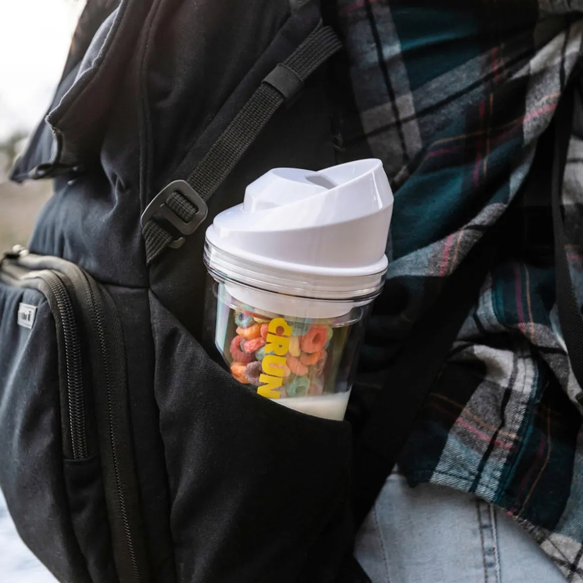 STONELINE Original CrunchCup Tragbarer Müslibecher To Go 260 + 250 ml | Weiß