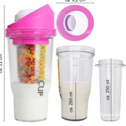 STONELINE Original CrunchCup Tragbarer Müslibecher To Go 260 + 250 ml | Pink