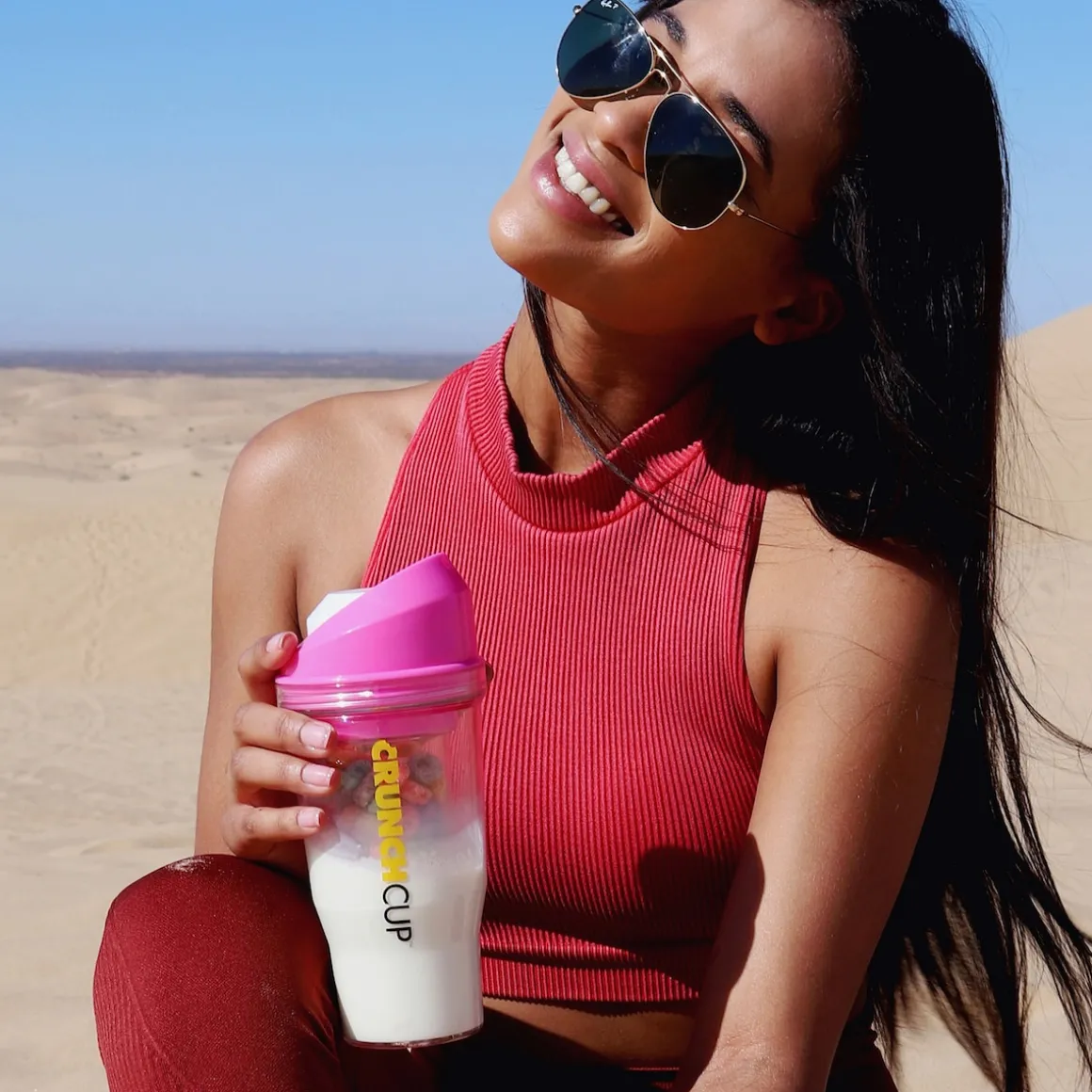 STONELINE Original CrunchCup Tragbarer Müslibecher To Go 260 + 250 ml | Pink