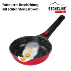 STONELINE SMART Pfannen-Set 3-teilig Rot mit abnehmbaren Griffen | ohne Deckel - Schwarz