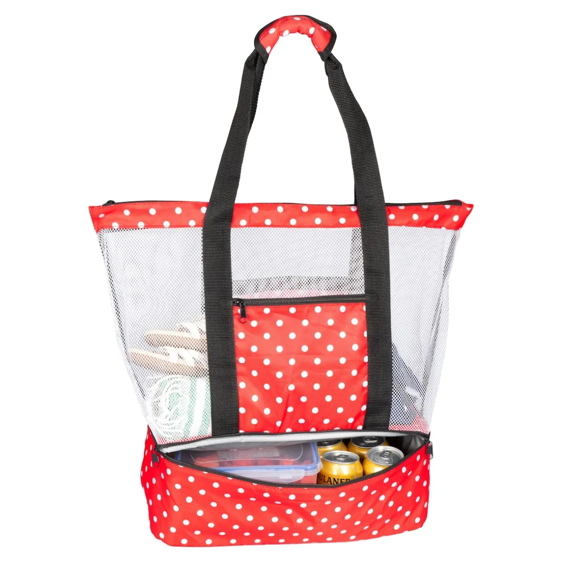 Strand- und Kühltasche "2 in 1" rot/schwarz