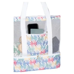 Strand- und Kühltasche "2 in 1" weiß/bunt