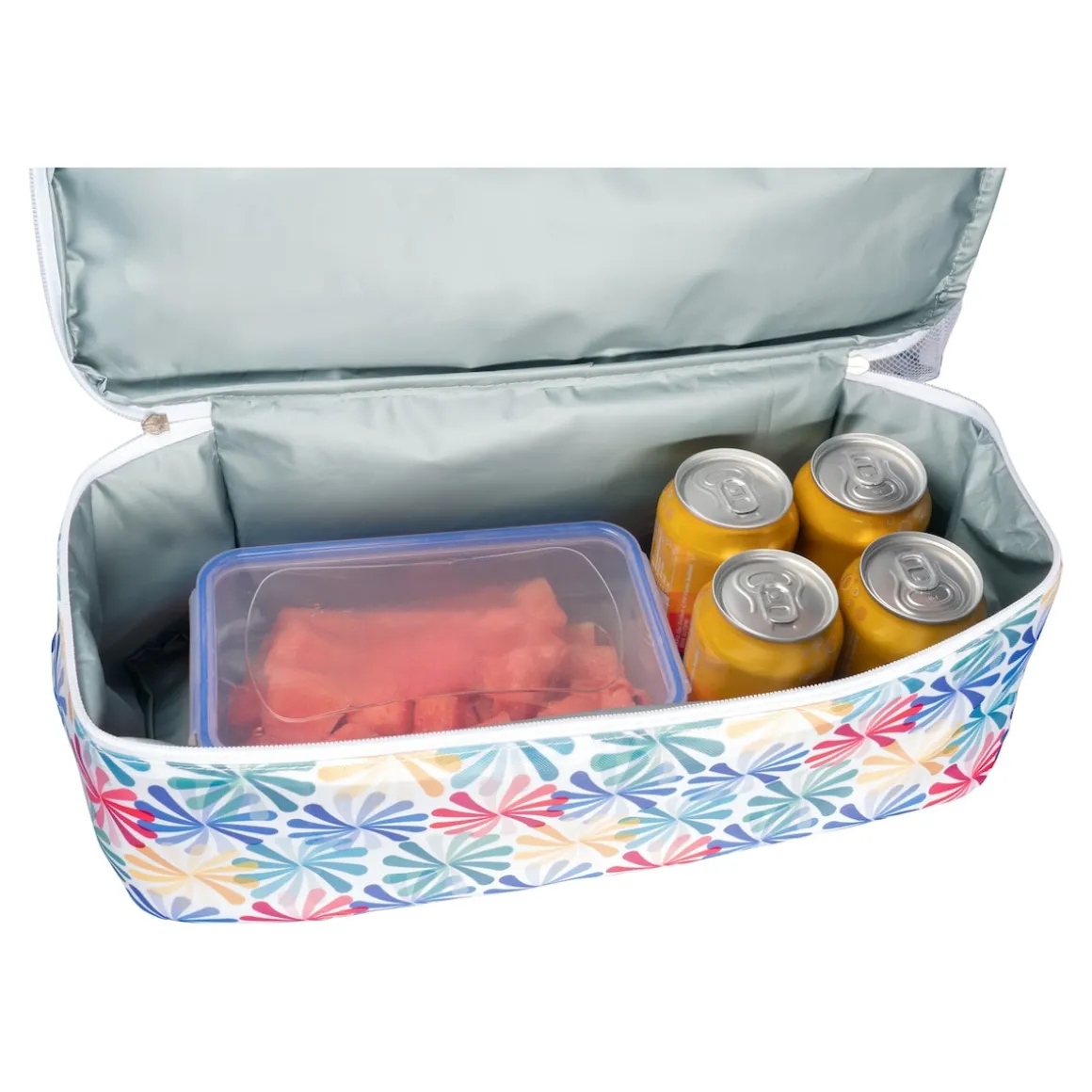 Strand- und Kühltasche "2 in 1" weiß/bunt