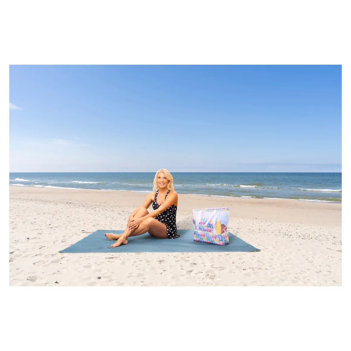 Strand- und Kühltasche "2 in 1" weiß/bunt