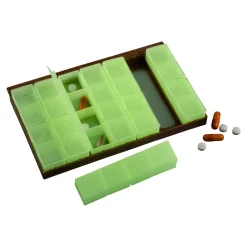 Tablettenbox 7 Tage, inkl. 4 Fächer pro Tag „glow in the dark“