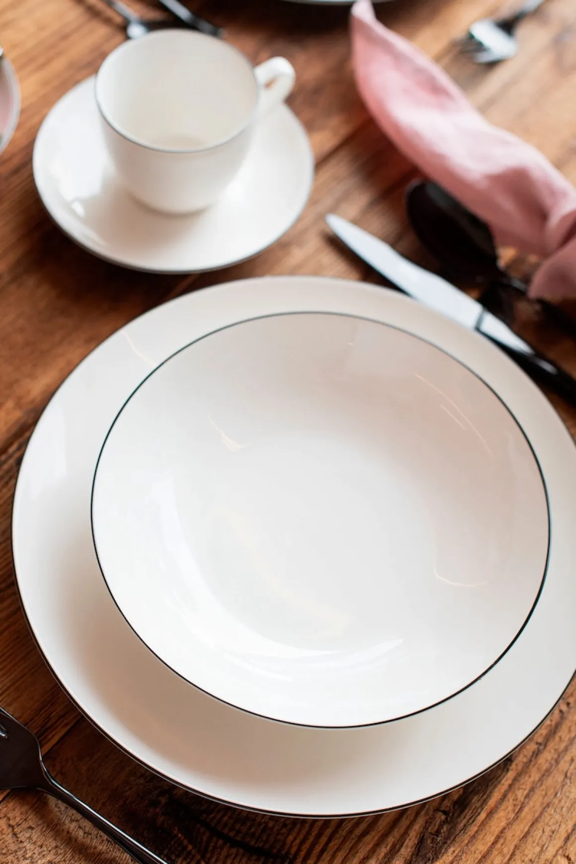 Tafelservice, Porzellan Felise Weiß / Schwarz