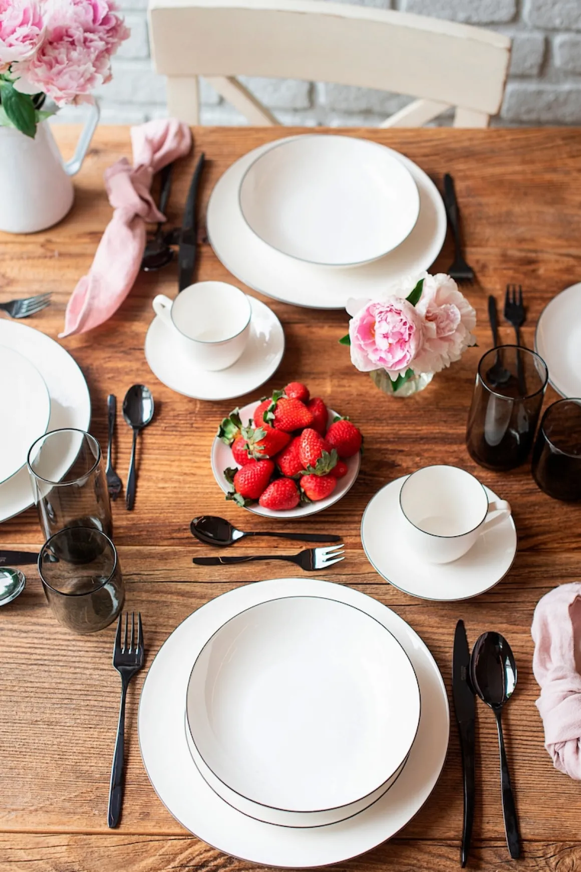 Tafelservice, Porzellan Felise Weiß / Schwarz