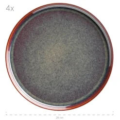 Tafelservice, Steinzeug Elina Uno Rot / Braun