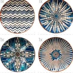 Tafelservice, Steinzeug Iberico Blue 6 x Speiseteller, 6 x Suppenteller