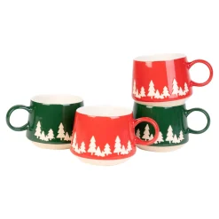 Tassen „Tannenbäume“, 4 Stück