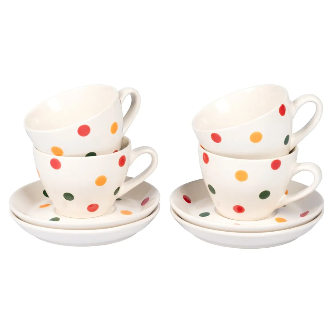 Tassen-Set „Kunterbunt“ mit Untertassen, 8-teilig, je 200 ml