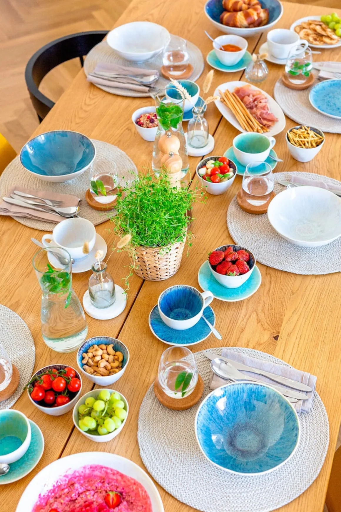 Tassen-Set, Steinzeug Frozen Blau