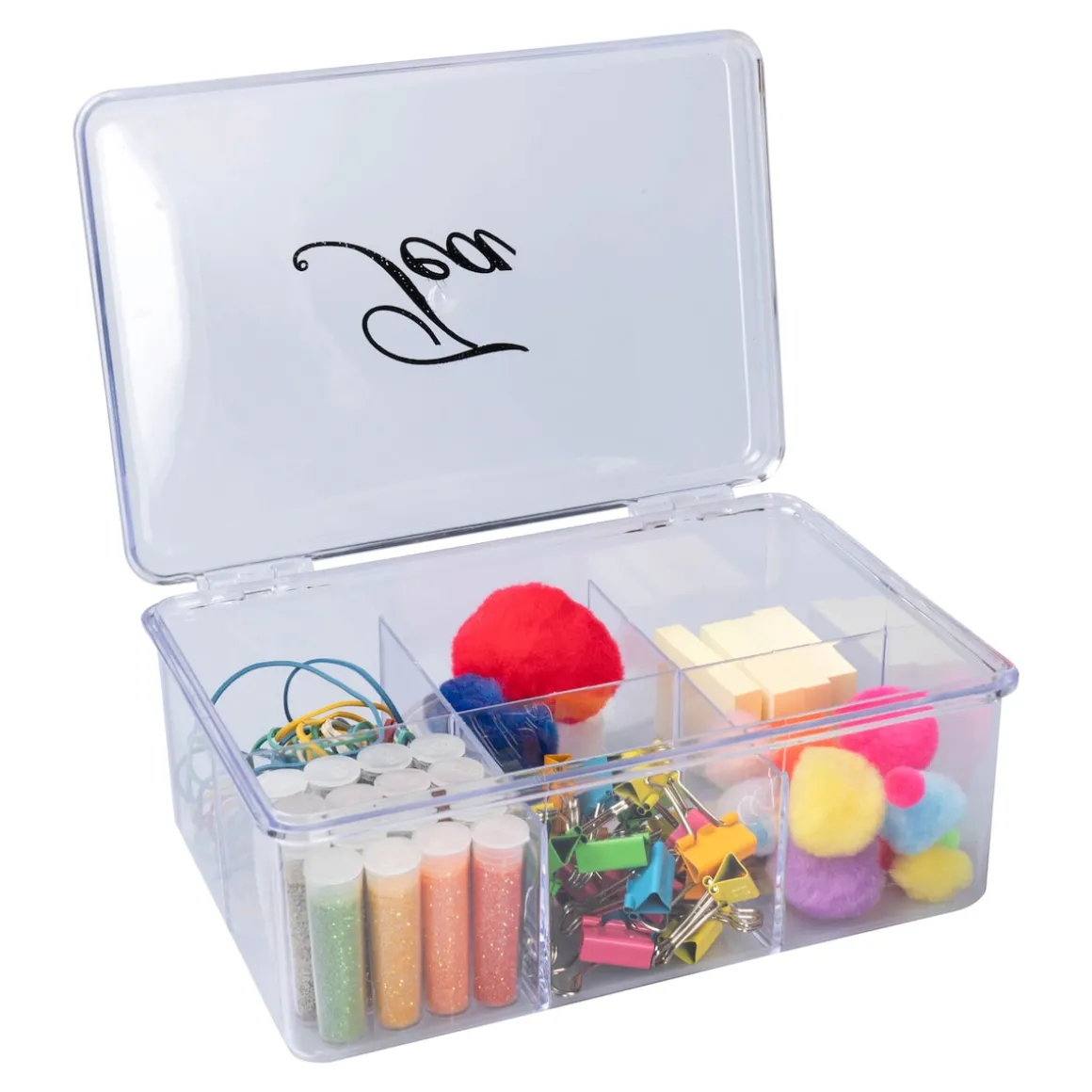 Teebox, transparent mit 6 Fächern