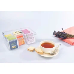 Teebox, transparent mit 6 Fächern