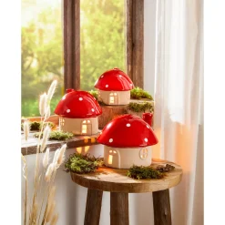 Teelicht-Haus „Pilz“ groß (ØxH): 16,6x13,6 cm