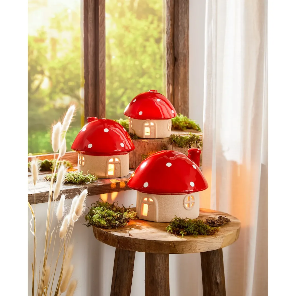 Teelicht-Haus „Pilz“ klein (ØxH): 13x11 cm