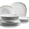 Tellerset, Porzellan Space Dust 6 x Speiseteller, 6 x Suppenteller, 6 x Dessertteller