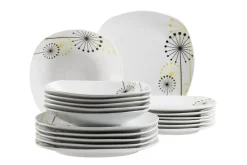 Tellerset, Porzellan Vanesa 6 x Speiseteller, 6 x Suppenteller, 6 x Dessertteller