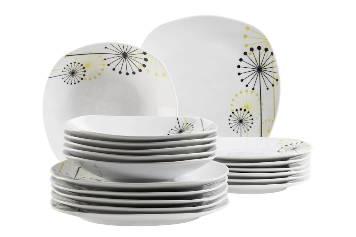 Tellerset, Porzellan Vanesa 6 x Speiseteller, 6 x Suppenteller, 6 x Dessertteller