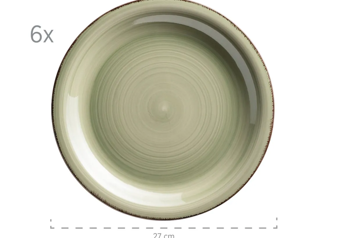 Teller-Set, Steingut Lumaca Olivgrün