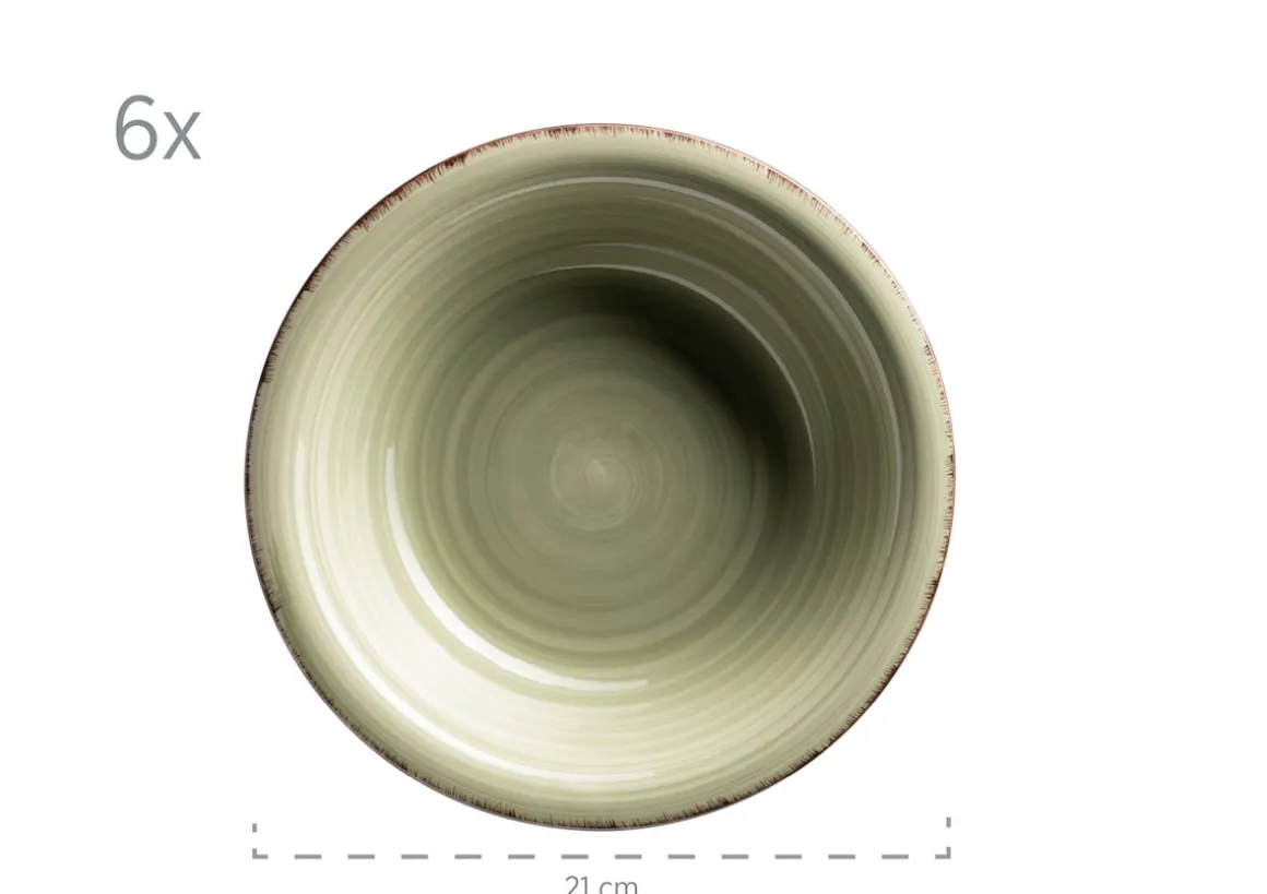 Teller-Set, Steingut Lumaca Olivgrün