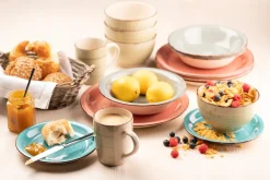 Teller-Set, Steingut Lumaca Rauchblau