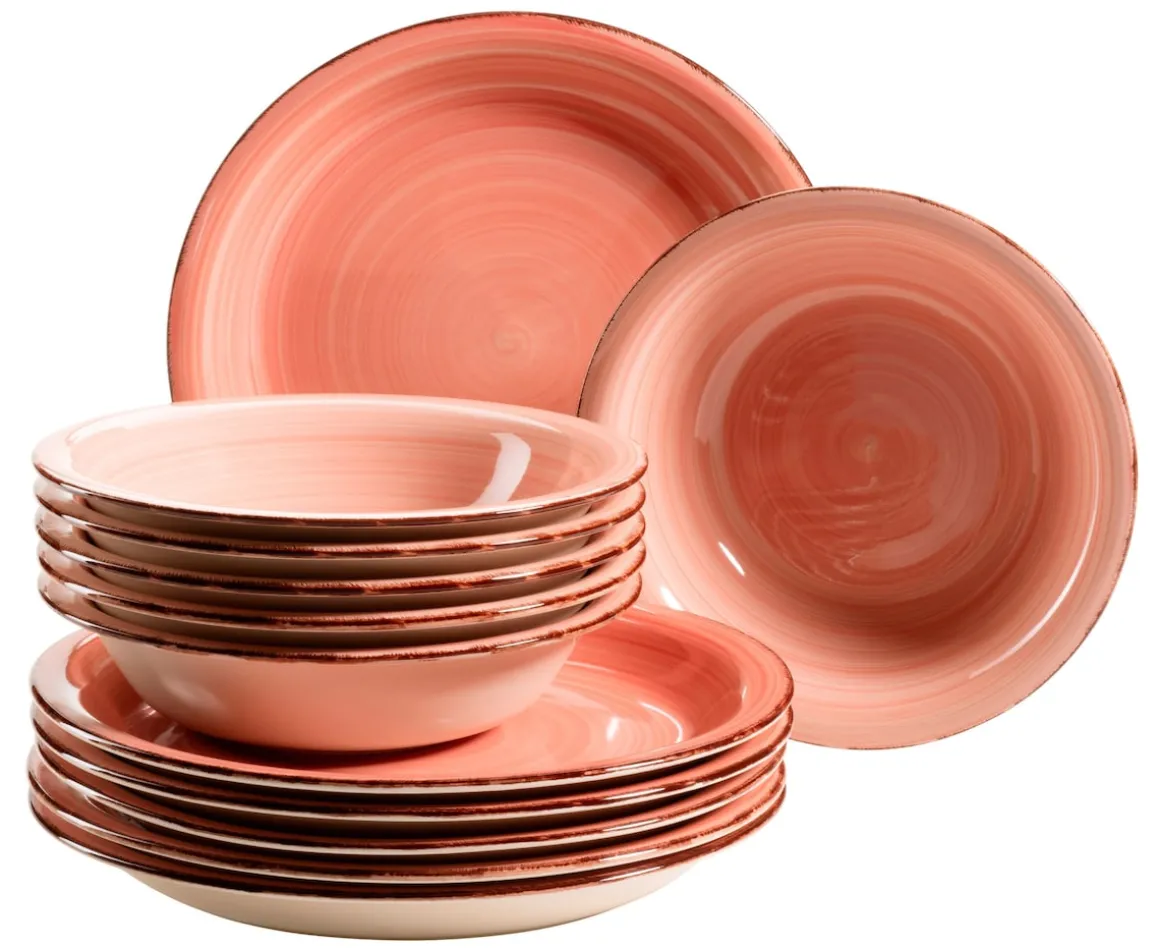 Teller-Set, Steingut Lumaca Koralle