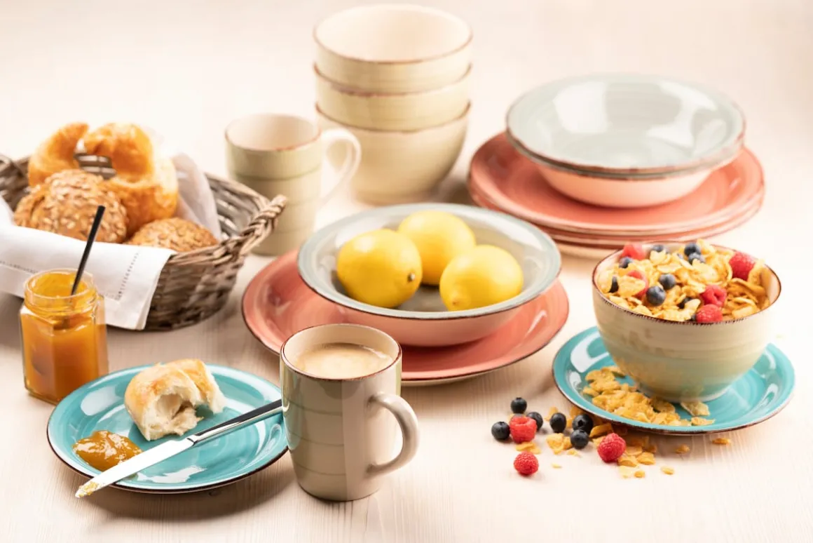 Teller-Set, Steingut Lumaca Koralle