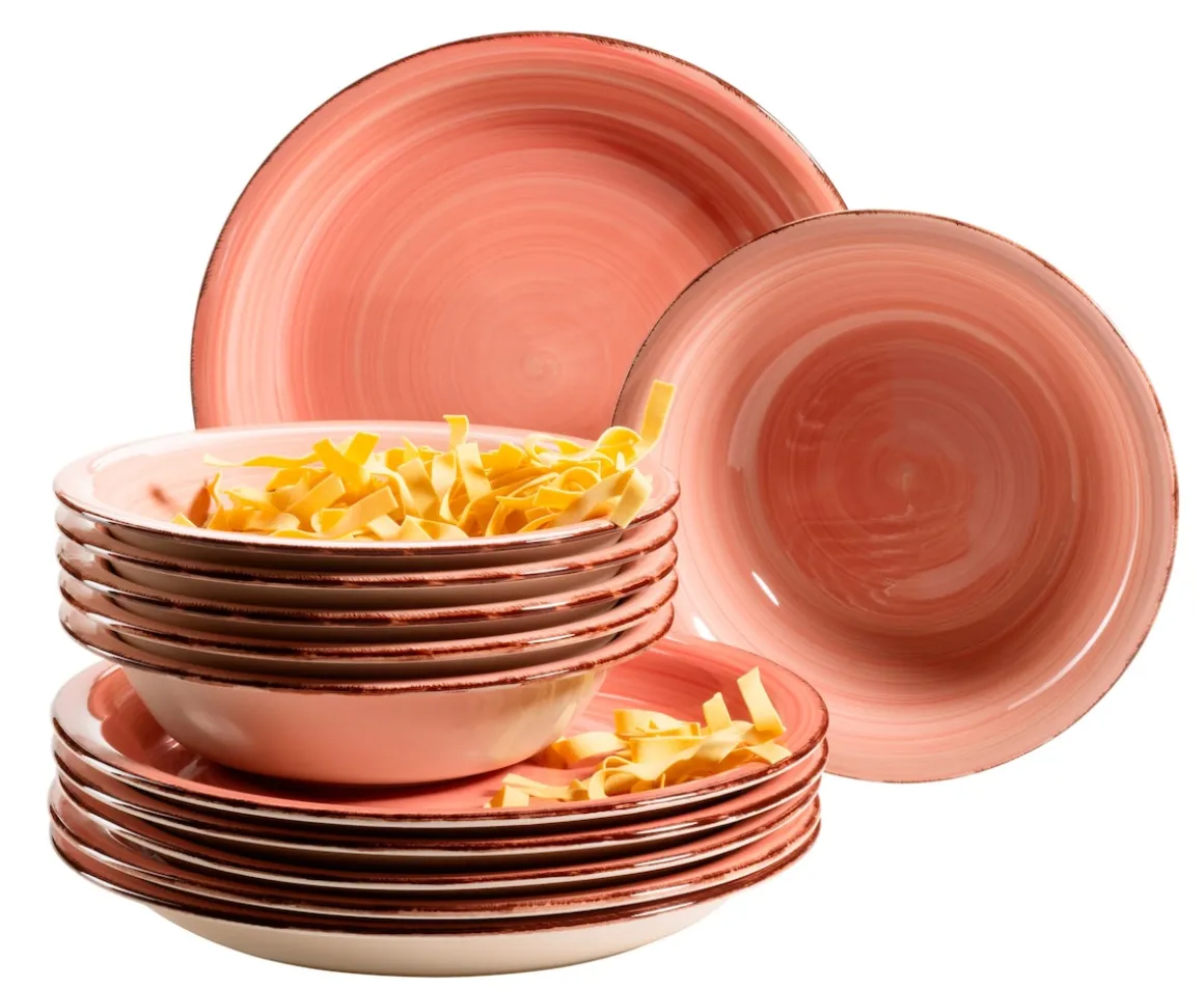 Teller-Set, Steingut Lumaca Koralle