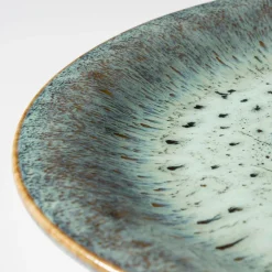 Teller-Set, Steinzeug Flussufer blau, grün, braun