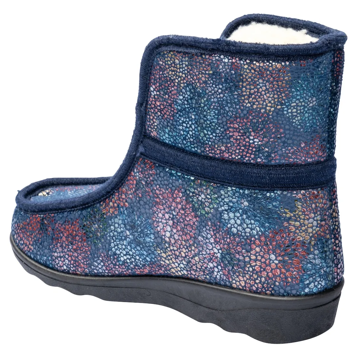 Thermo-Hausschuh „Fleur“ blau