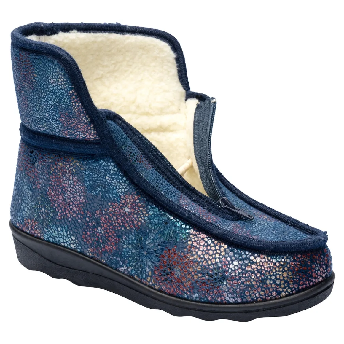 Thermo-Hausschuh „Fleur“ blau