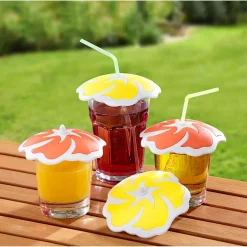 Trinkglas-Abdeckung "Blume", 4 Stück