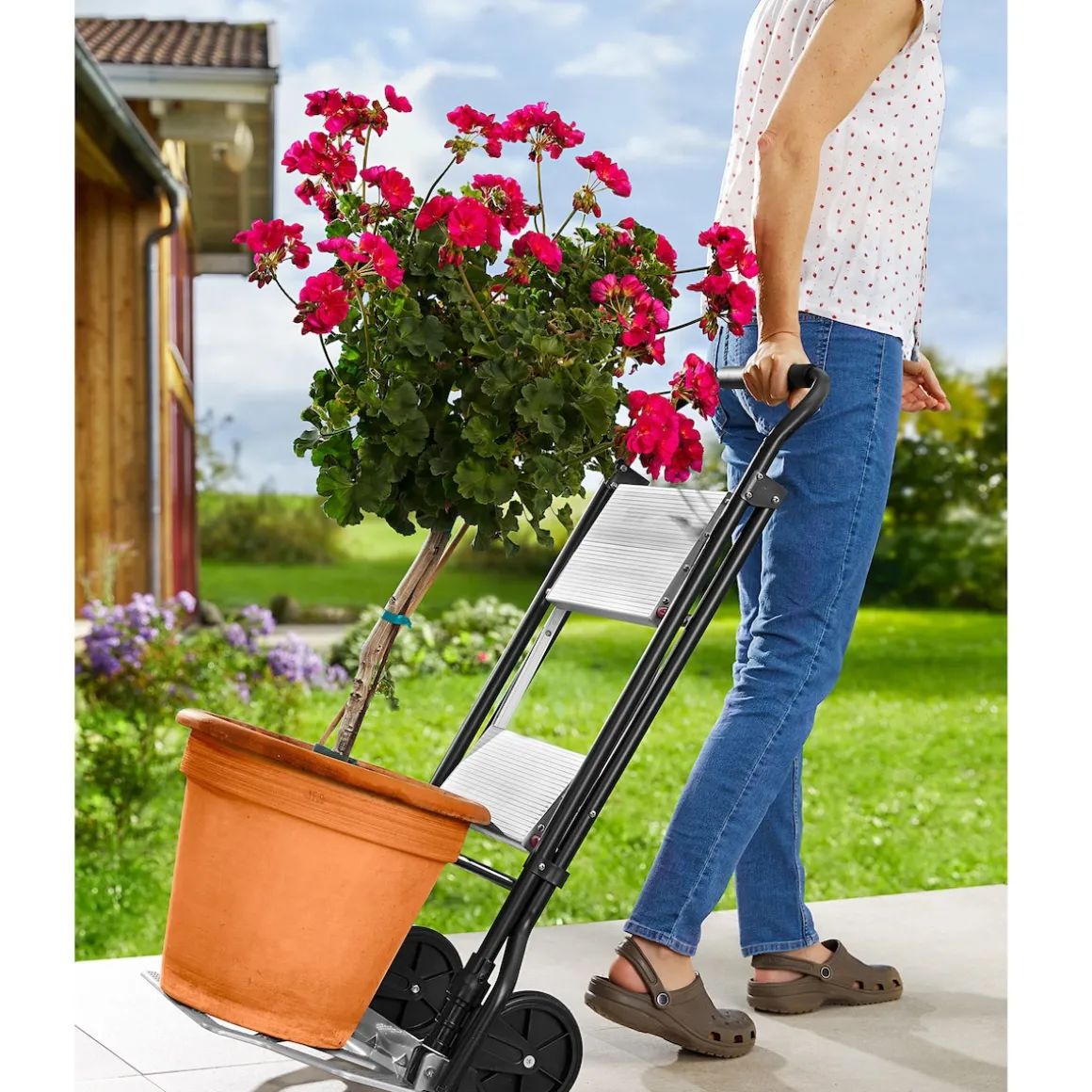 Trittlasten-Trolley, Trittleiter 2 Stufen "2 in 1"