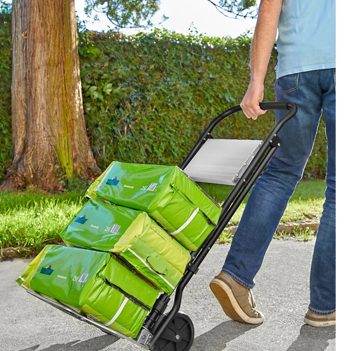 Trittlasten-Trolley, Trittleiter 2 Stufen "2 in 1"