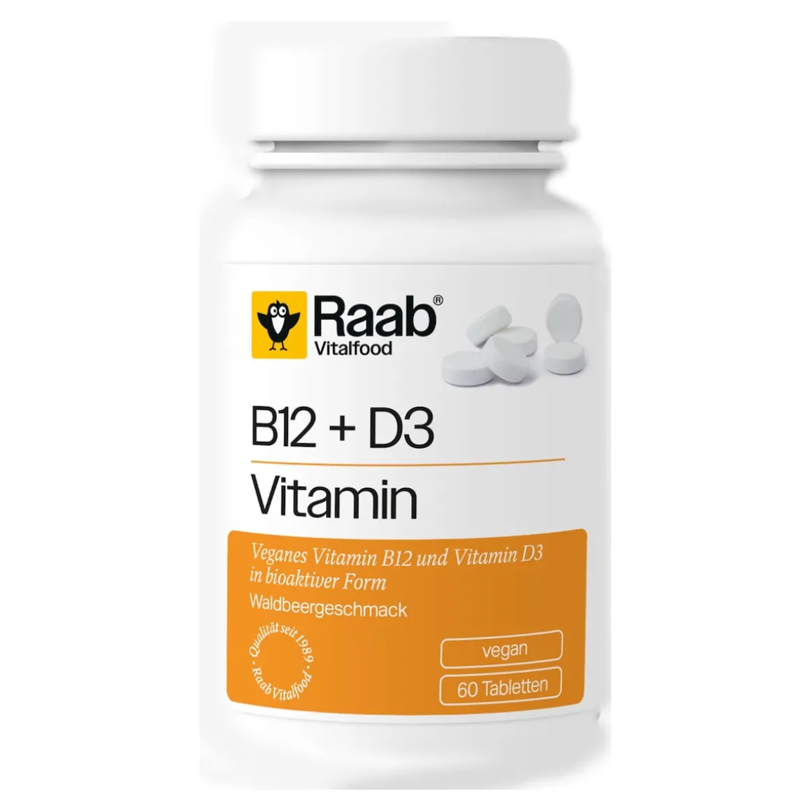 Vitamin B12 + D3, Lutschtabletten, Geschmack Waldbeere, 60 Stück, 90 g
