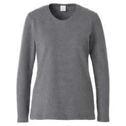 Warmer Damen- Pullover, fein gerippt grau